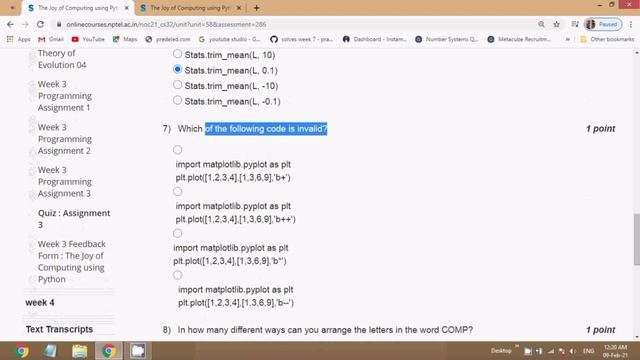 NPTEL:The Joy of Computing Using Python Week 3 Quiz Answers And Programming Assignment Solutions смотреть онлайн