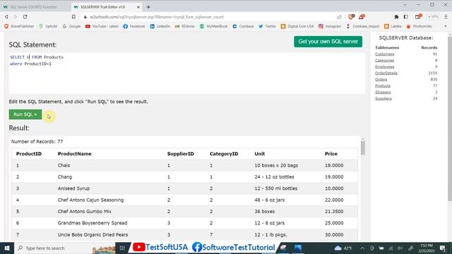 SQL Tutorial Free from W3Schools Built in Function смотреть онлайн
