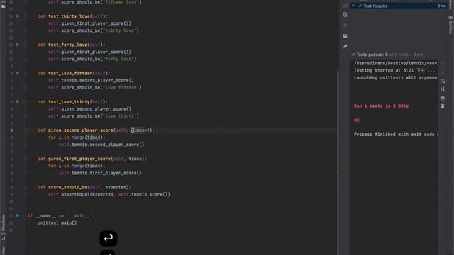 TDD Tennis Kata in Python with PyCharm V1 смотреть онлайн