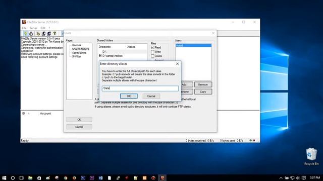 [Windows]Filezilla Server Tutorial - add more directory (alias) смотреть онлайн