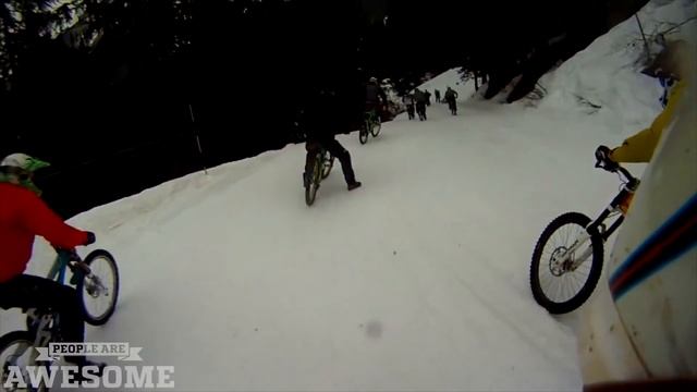 MTB Race on Ski Slope | People are Awesome смотреть онлайн