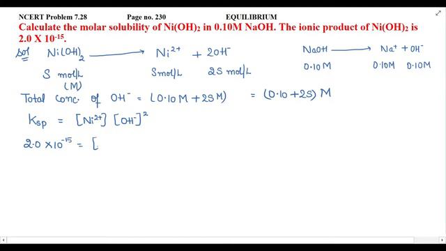 Calculate the molar solubility of Ni(OH)2 in 0.10M NaOH. The ionic product of Ni(OH)2 is..... смотреть онлайн