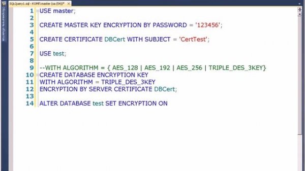 MS SQL 2012: Шифрование базы данных