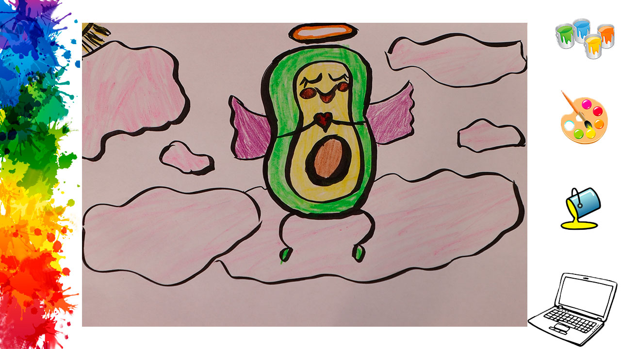 Нарисовать рисунок для детей Авокадо ангел, легко поэтапно карандашами смотреть онлайн