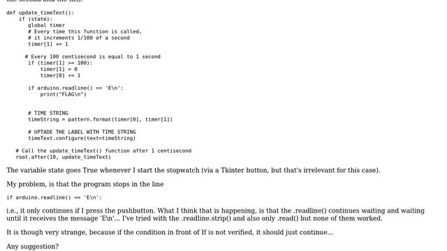 Arduino: Stop time in Tkinter Stopwatch with a PushButton смотреть онлайн