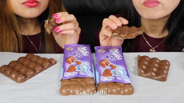 ASMR GIANT BUBBLY CHOCOLATE (MILKA and AERO) 초콜릿 리얼사운드 먹방 チョコレートcoklat चॉकलेट | Kim&Liz ASMR смотреть онлайн