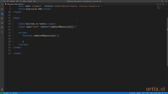 JavaScript - Ejercicio 446: Usar Evento onblur para Cambiar a Mayúscula el Valor de un Campo смотреть онлайн