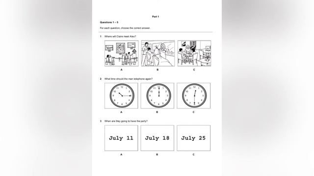 A2 Key (KET) Listening test 1 - Task 1 with answer keys смотреть онлайн