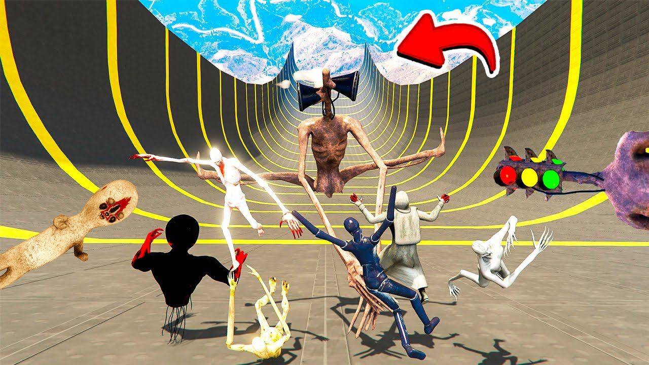 СПУСК БЕЗ ТОРМОЗОВ ЗА СЦП МОНСТРОВ ПО ТРАМПЛИНУ в ГТА 5 МОДЫ! ОБЗОР МОДА в GTA 5 ВИДЕО MODS смотреть онлайн