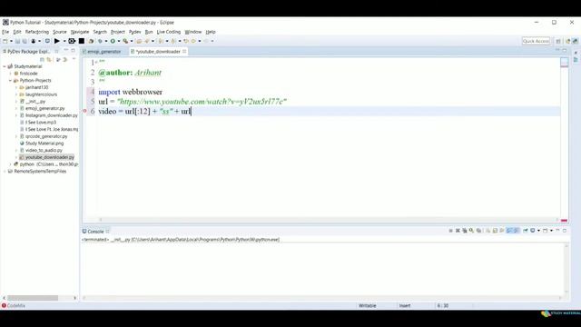 05. How to download Videos from Youtube using Python in 2 Lines || By Arihant Jain || Study Materia смотреть онлайн