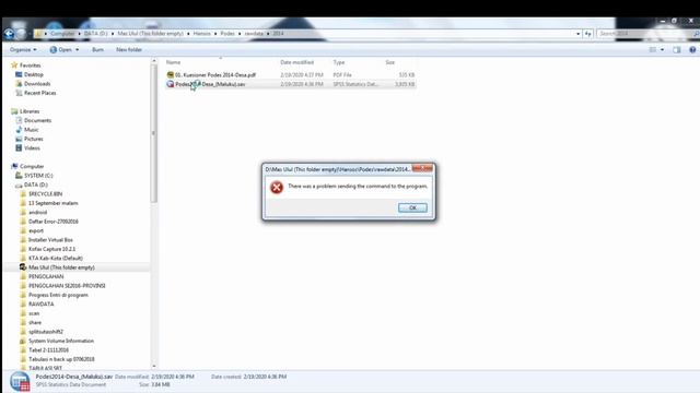 THERE WAS A PROBLEM SENDING THE COMMAND TO THE PROGRAM | MENGATASI SPSS TIDAK MAU DIBUKA смотреть онлайн
