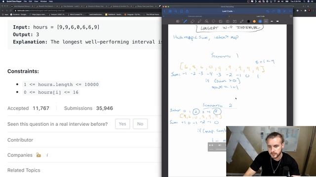 LeetCode 1124 | Longest Well Performing Interval | Algorithm Explained (Java + Whiteboard) смотреть онлайн