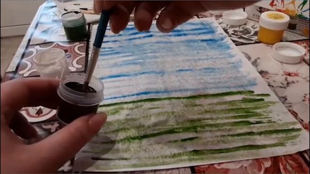 Цветущий каштан. Рисование на мокром листе смотреть онлайн