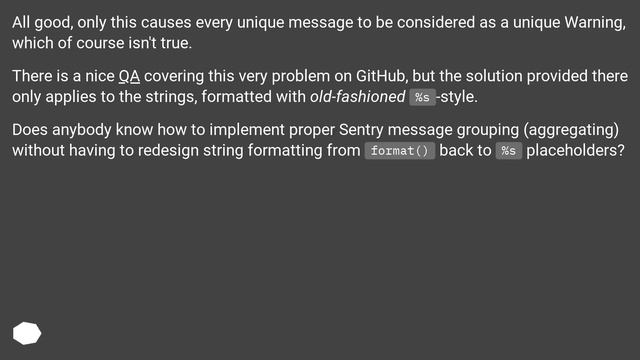 Grouping '.format()'-style logging messages in Sentry смотреть онлайн