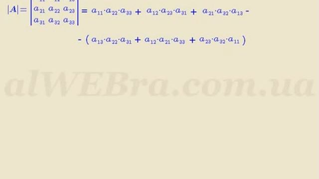 Вычисление определителя матрицы 3 порядка Правило треугольника Саррюса смотреть онлайн