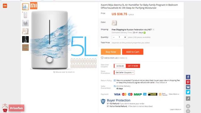 ?Xiaomi deerma 5L Air Humidifier✅ You Can Buy in Online Store (RisoFan?) смотреть онлайн