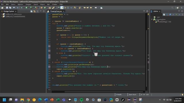 Computer Programming 2 - SY2223-2T | 05 Exception Handling (Midterm) | Lab Exercise | Guessing Game смотреть онлайн