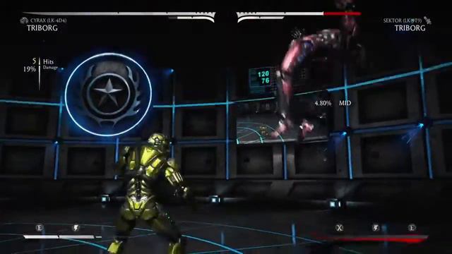 Mortal Kombat X: Triborg(Cyrax) 72% 1 bar reset midscreen смотреть онлайн