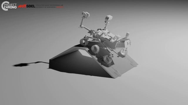 Chrono::FSI - Mobility Simulation of Mars Curiosity on Uphill Granular Material Terrain смотреть онлайн