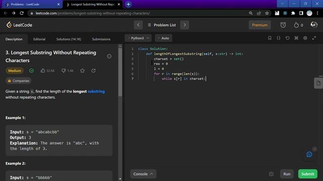 3. Longest Substring Without Repeating Characters | Python | LeetCode Problems Solutions смотреть онлайн
