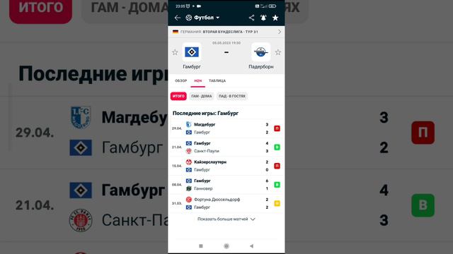 Прогноз Гамбург- Падерборн,05 05 23г + смотреть онлайн