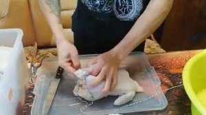 Как обвязать курицу перед копчением.
