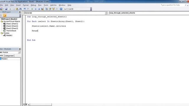 Excel VBA; Loop through selected sheets only смотреть онлайн