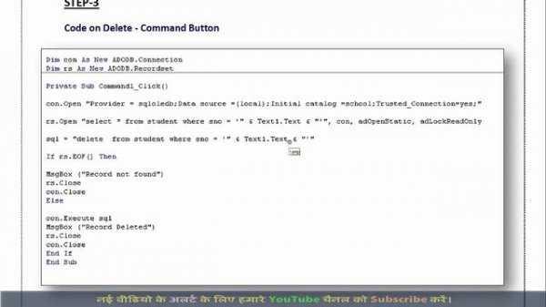 How to Delete record in SQL Table using VB6 - Visual Basic -SQL connectivity - Data Delete ADODB
