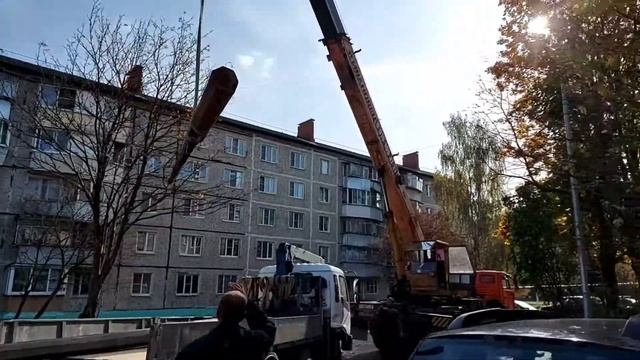 Демонтаж старых Столбов ЛЭП Краном 25т. смотреть онлайн
