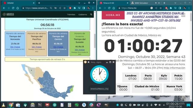 Ultimo Cambio de Horario de Verano en Mexico Comportamiento en relojes NTP 2022 Archivo Histórico смотреть онлайн