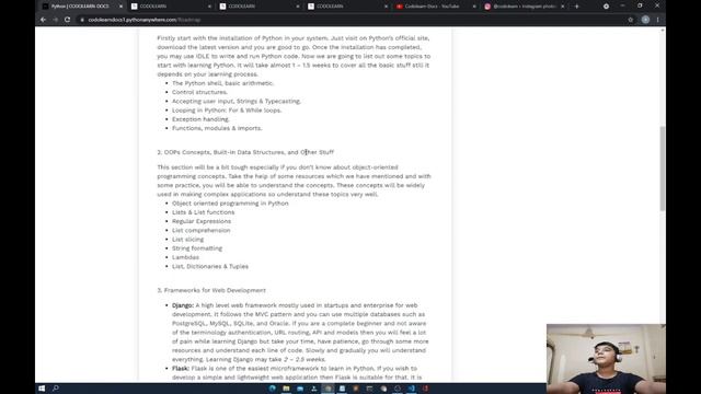 Roadmap for python || Python end to end course #91 ( First Web cam ) смотреть онлайн