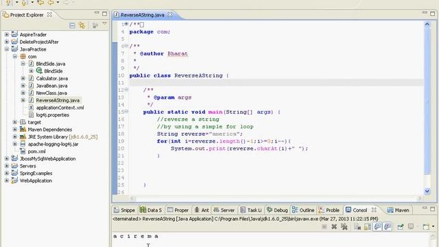 Eclipse java Application Reverse a String смотреть онлайн
