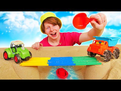 Моя песочница - строим мост и лепим куличики! Видео для малышей про игры в песке смотреть онлайн