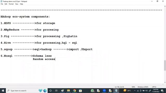 BIG DATA HADOOP tutorials || Demo - 2 || by Mr. N. Vijay Sunder Sagar On 29-11-2022 @5PM IST смотреть онлайн