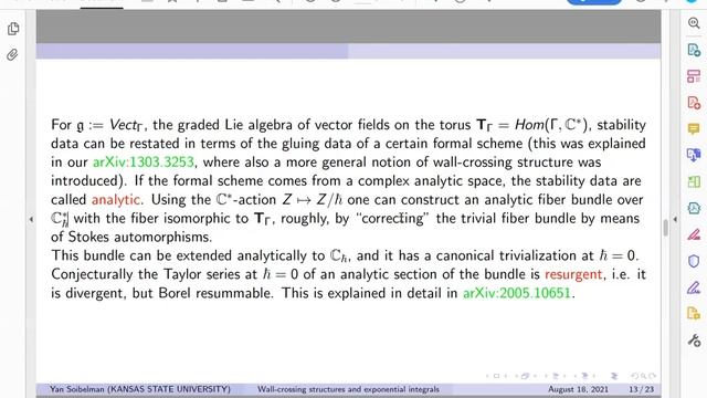 Yan Soibelman: Wall-crossing structures and exponential integrals смотреть онлайн