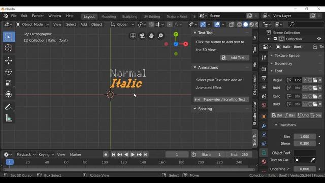 Blender Addon - Text tool: Update Version 1.02 [Auto Italic, Typewriter Animation] смотреть онлайн