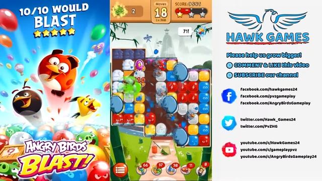 Angry Birds Blast Level 368 - 3 Stars Walkthrough, No Boosters смотреть онлайн