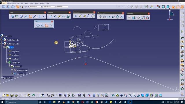 How to Use Conic Tool Bar in sketch based features Catia V5 Part 5 смотреть онлайн