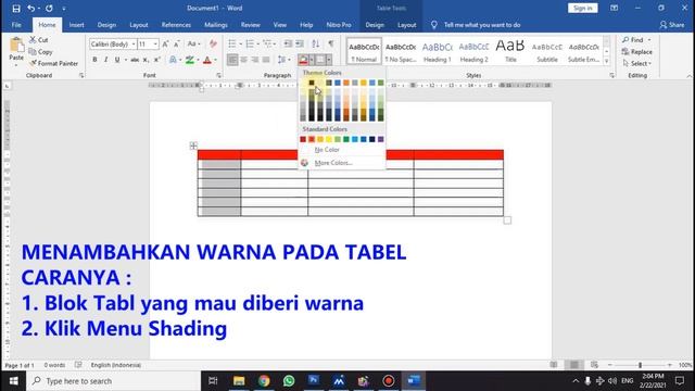 CARA MEMBERI WARNA PADA TABEL DI MICROSOFT OFFICE WORD смотреть онлайн