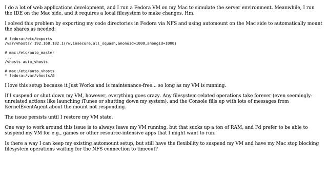 Apple: Preventing filesystem from locking up when automount NFS share from VM goes away смотреть онлайн