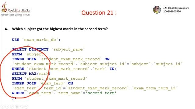 QS 21 :- Using SQL Functions and Subqueries: MAX and MIN Values with Given Data смотреть онлайн