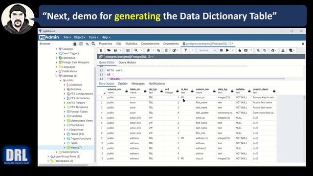 How to generate PostgreSQL data dictionary from SQL script смотреть онлайн