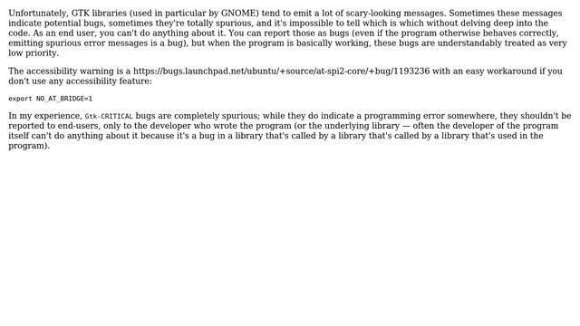 Unix & Linux: X applications warn "Couldn't connect to accessibility bus:" on stderr смотреть онлайн