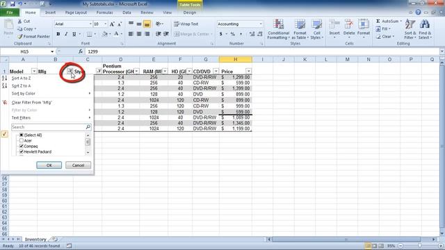 Microsoft Excel 2010: Apply a Simple Filter смотреть онлайн