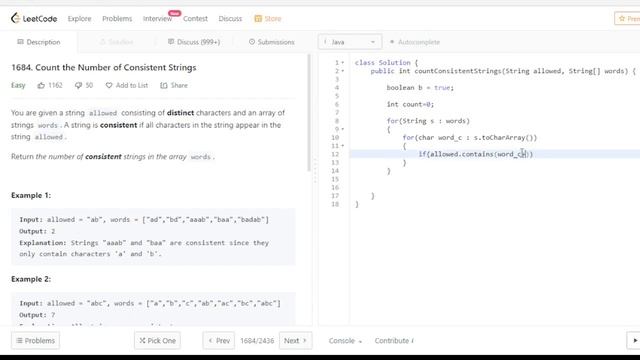 1684. Count the Number of Consistent Strings || In JAVA || LeetCode Problem #leetcode смотреть онлайн