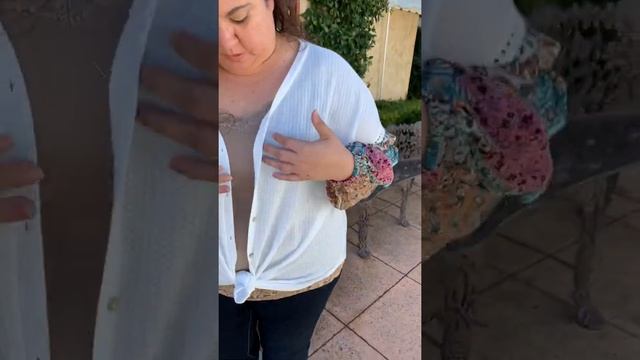 Patchwork Sleeve Waffle Knot Top - Plus Size