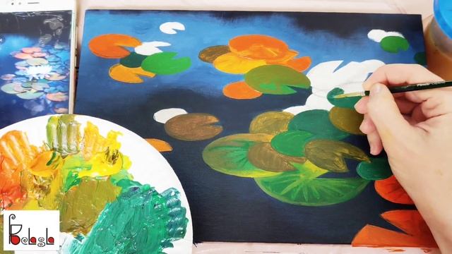 Рисуем кувшинки акриловыми красками на холсте поэтапно смотреть онлайн
