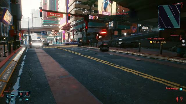 Cyberpunk 2077 laps around the streetlight. смотреть онлайн
