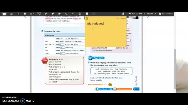 Simple past regular verbs book- 7th grade смотреть онлайн