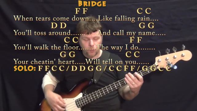 Your Cheatin' Heart (Hank Williams) Bass Guitar Cover Lesson with Chords/Lyrics смотреть онлайн